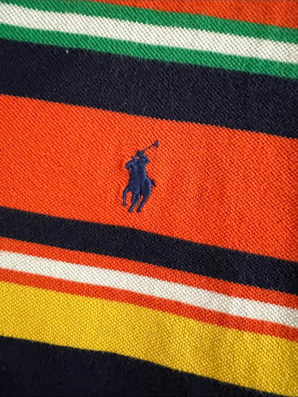Polo by Ralph Lauren Orange Navy Yellow Green Striped Polo